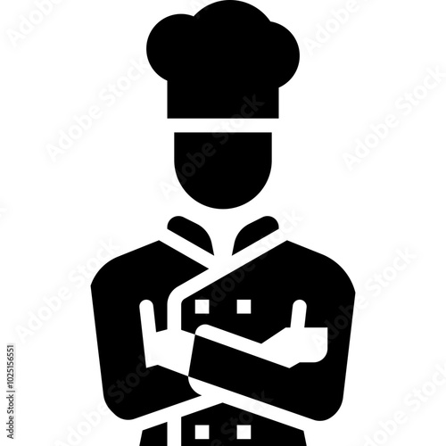 executive chef in uniform and hat ready to cook food solid or glyph icon