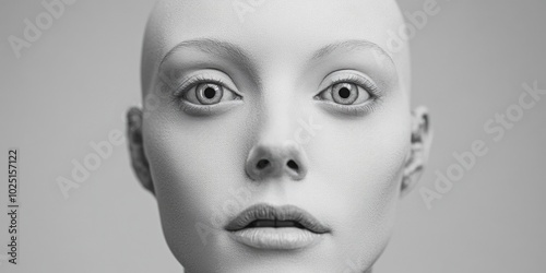 Close-up shot of a mannequin's face, ideal for commercial or editorial use