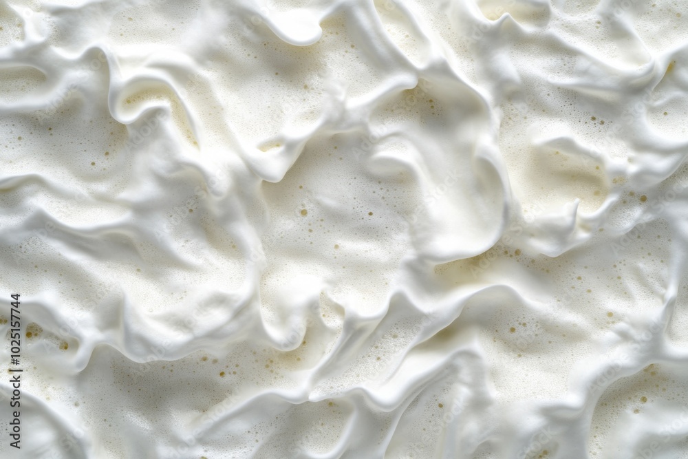 A close-up shot of fluffy whipped cream on a table, ideal for food and dessert photography A close-up shot of fluffy whipped cream on a table, ideal for food and dessert photography