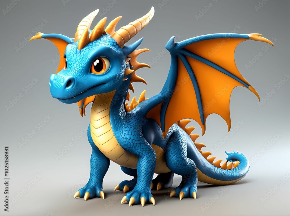 3D Illustration Art, Closeup Shot of An Adorable Dragon, Isolated over a Background 3D Illustration Art, Closeup Shot of An Adorable Dragon, Isolated over a Background