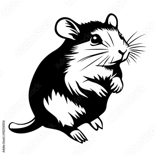 Hamster Looking Up, Vector Illustration
