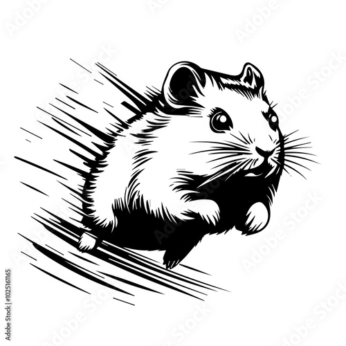 Running Hamster in Motion, Vector Art
