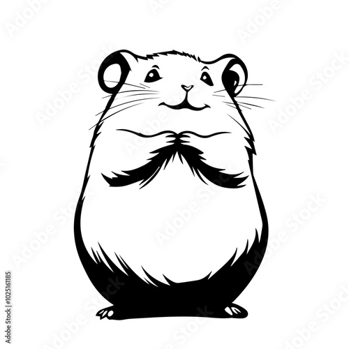 Standing Hamster in Upright Pose, Vector Art
