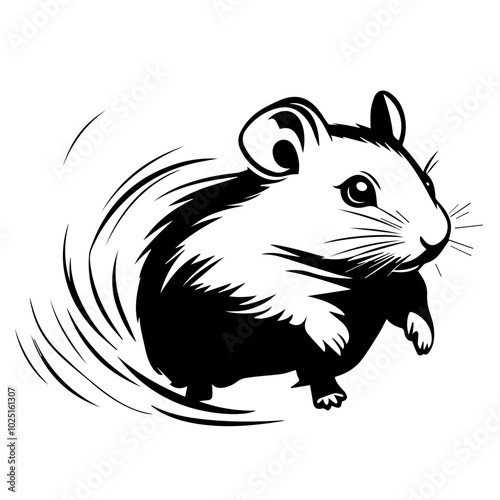 Hamster in Fast Motion, Vector Illustration
