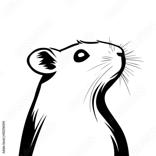 Minimalist Black Vector Illustration of Hamster Profile Silhouette