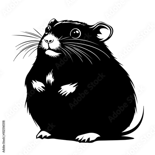 Chubby Hamster with Tiny Paws, Vector Art 