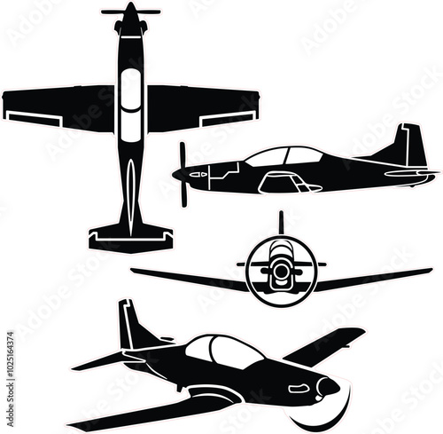 Training propeller airplne vector set photo