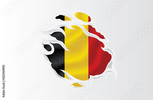Belgium flag ripped icon illustration