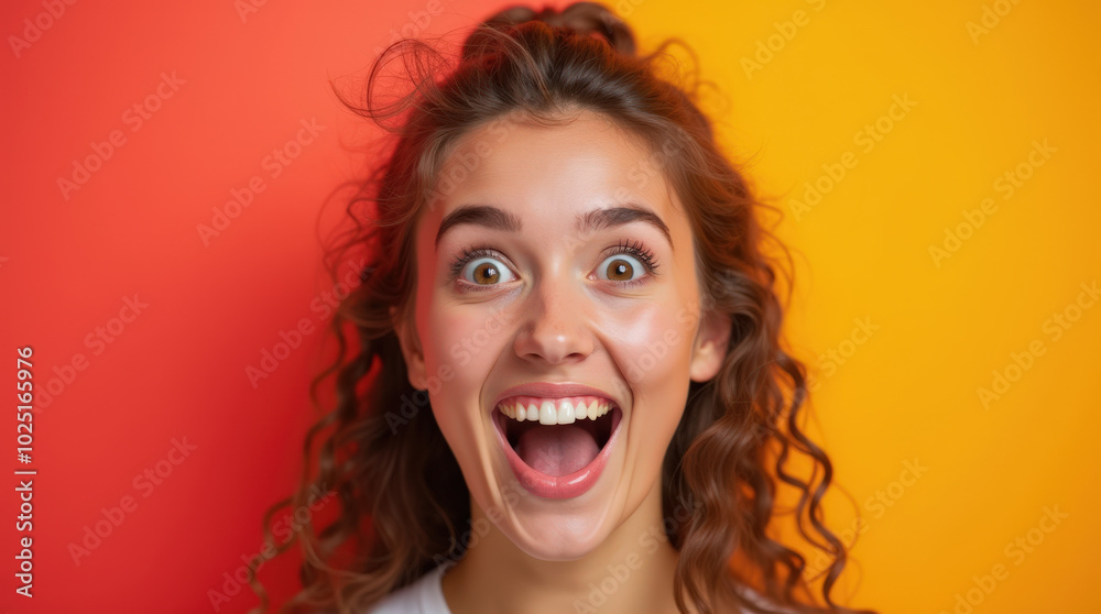 Surprised Woman Expression Portrait – Shocked Reaction Image on Bright Background, Perfect for Emotion and Marketing Concept Surprised Woman Expression Portrait – Shocked Reaction Image on Bright Background, Perfect for Emotion and Marketing Concept