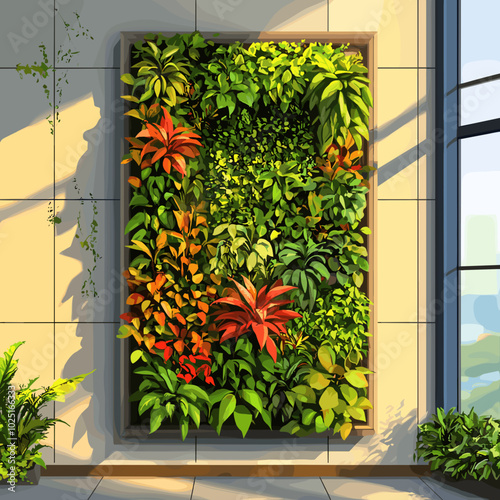 Vertical Garden on a Wall in an Urban Setting - Modern Green Space