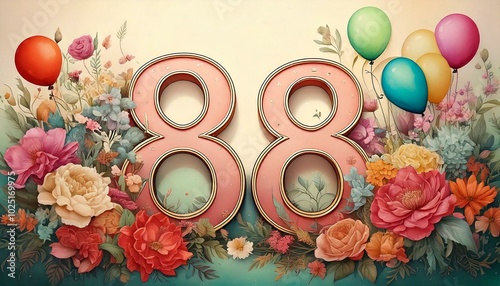 Glückwunschkarte zum 88 Geburtstag.