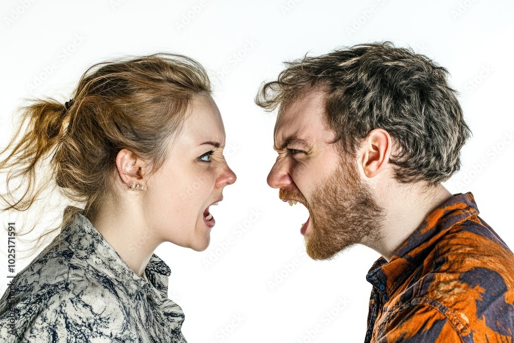 A man and a woman stand facing each other, looking into each other's eyes A man and a woman stand facing each other, looking into each other's eyes
