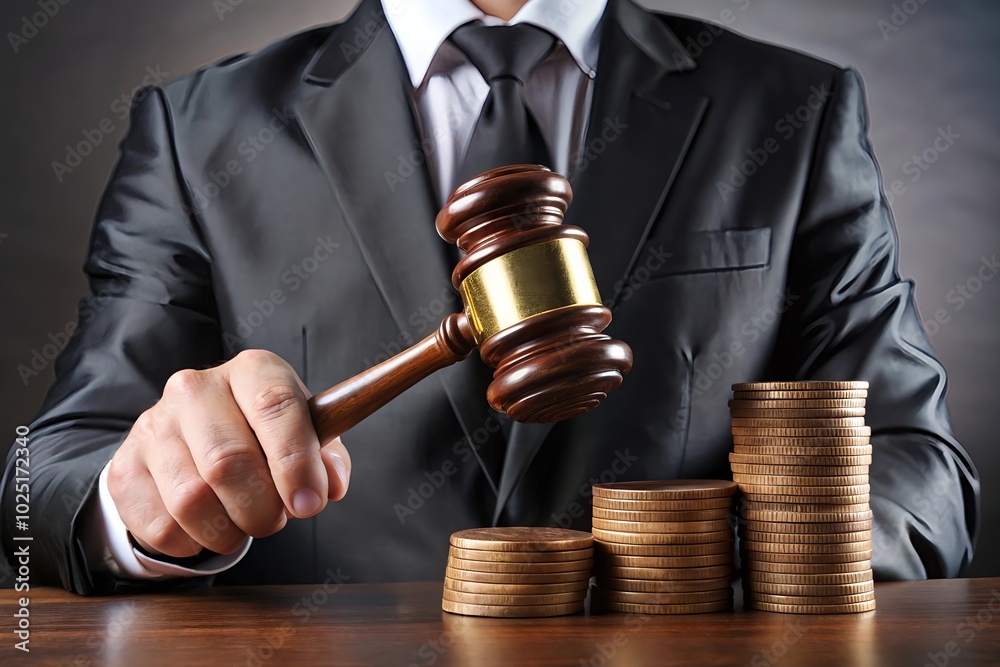 judge hold gavel with coin stack. Bribe and corruption judge hold gavel with coin stack. Bribe and corruption