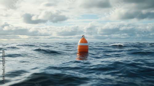 A buoy floating in the open ocean, often used as a navigational aid