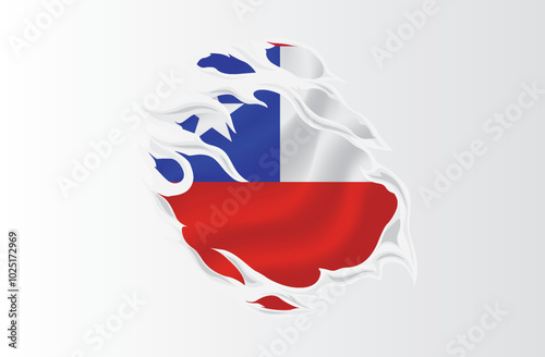 Chile flag ripped icon illustration