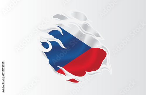 Czech flag ripped icon illustration