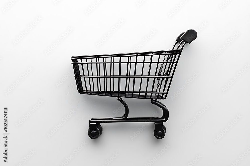 Black empty shopping cart on a white background. Ideal for Black Friday. Black empty shopping cart on a white background. Ideal for Black Friday.