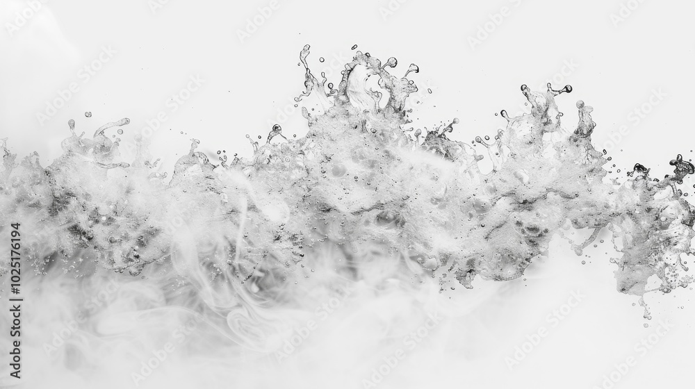 Fototapeta premium Bubbling Surface of Boiling Water with Steam, Isolated on White Background