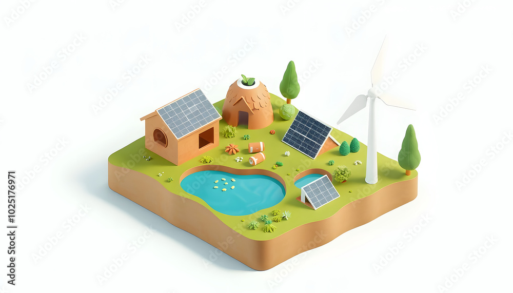 3D Isometric Flat Illustration of Sustainable and Renewable Energy. Item 3 isolated with white highlights, png 3D Isometric Flat Illustration of Sustainable and Renewable Energy. Item 3 isolated with white highlights, png