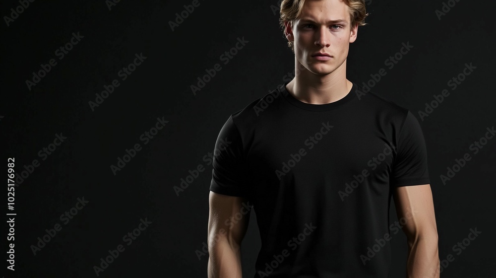 A mockup of a man in a black T-shirt in gothic look
A mockup of a man in a black T-shirt in gothic look