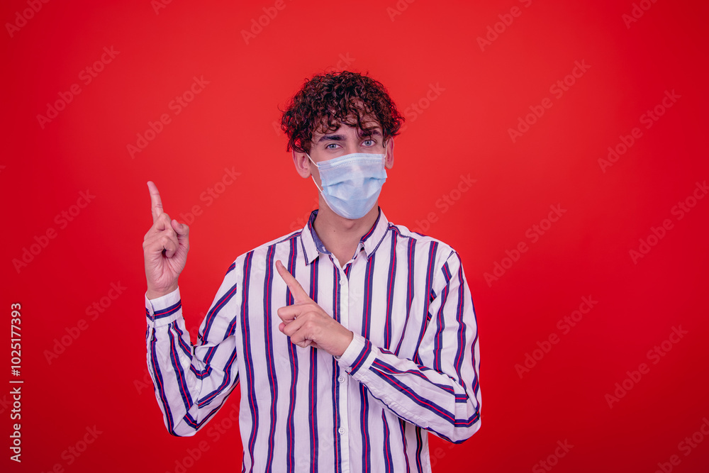 Young attractive guy and cold. Red background. Young attractive guy and cold. Red background.
