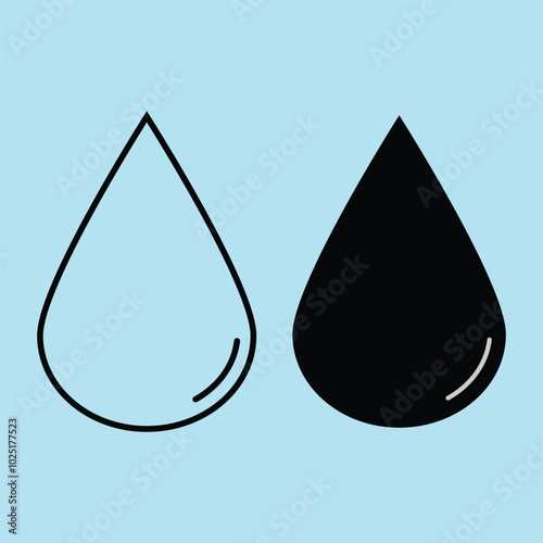 Water Drop Icon. Water Drop Silhouette. Splashes Of Water.