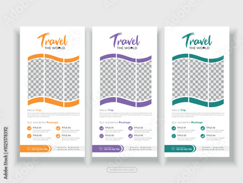 Modern travel hotels  DL Flyer Rack Card Template Unique Design for Office, Company, and Multipurpose Use with Creative Shapes and Idea photo