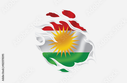 Kurdistan flag ripped icon illustration