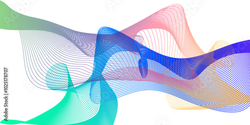 abstract wave line background, ector abstract light lines wavy flowing dynamic in blue pink colors isolated on white background