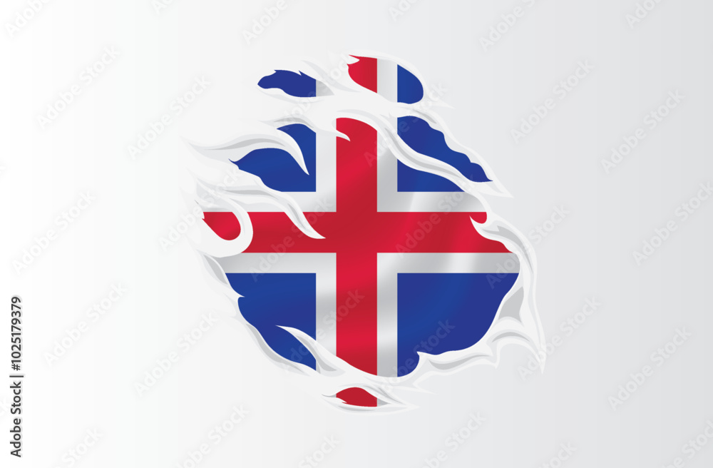 Obraz premium Iceland flag ripped icon illustration