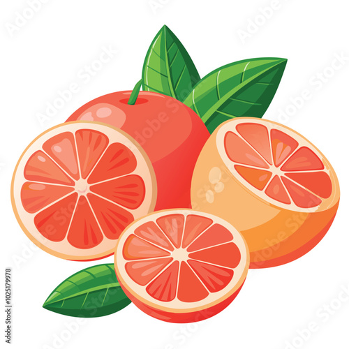 grapefruit Vector Illustration isolated on white background