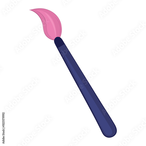 Paintbrush with pink bristles and blue handle, vector illustration