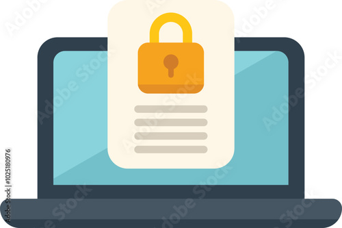 Laptop displaying a secured document with a lock icon, representing data protection and cybersecurity
