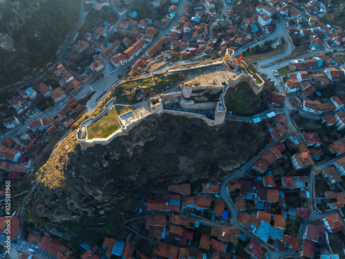 Landscape of historical Kastamonu castle on the hills near the city, Kastamonu, Turkey