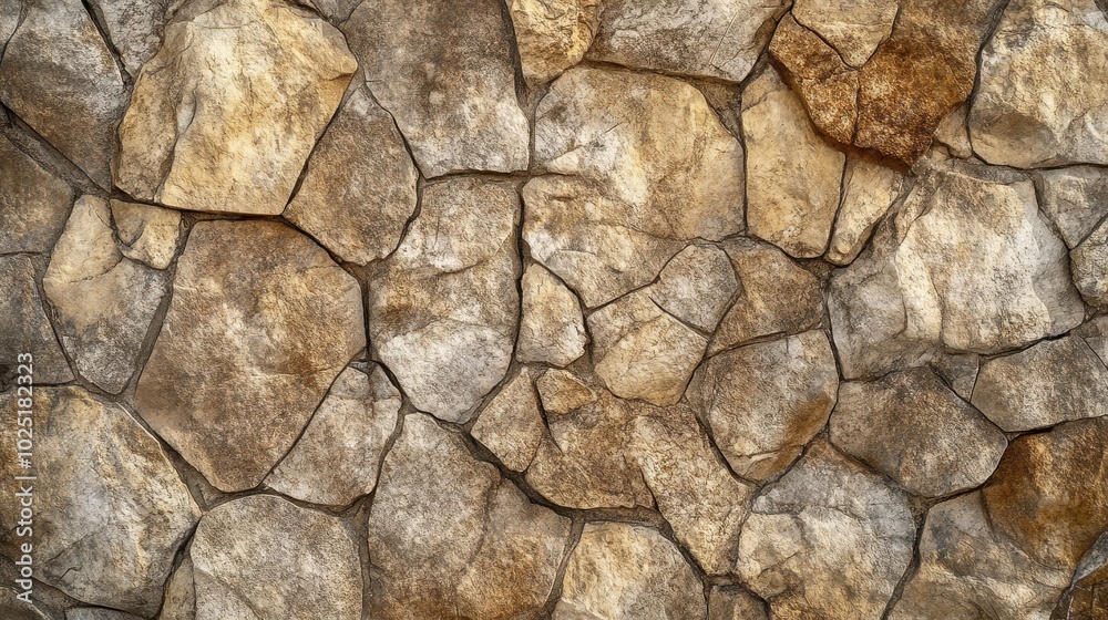 Photograph of a brown, rocky stone wall background texture. Photograph of a brown, rocky stone wall background texture.