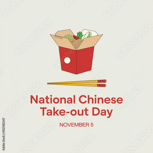 National Chinese Take-Out Day design with a classic take-out box for November 5th

