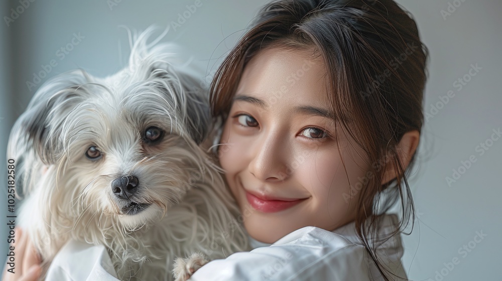 Korean woman smiling and holding her small dog, indoor portrait with natural light, perfect for pet lovers, lifestyle, and family photography, with a cozy and heartwarming atmosphere.
Korean woman smiling and holding her small dog, indoor portrait with natural light, perfect for pet lovers, lifestyle, and family photography, with a cozy and heartwarming atmosphere.
