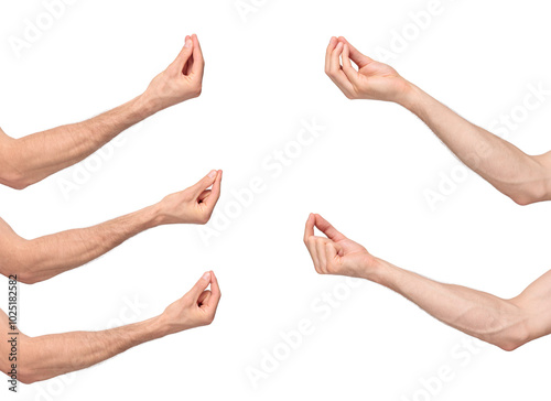 Fotografie Male hands showing Italian “finger purse” or “pinched fingers” gesture by gather