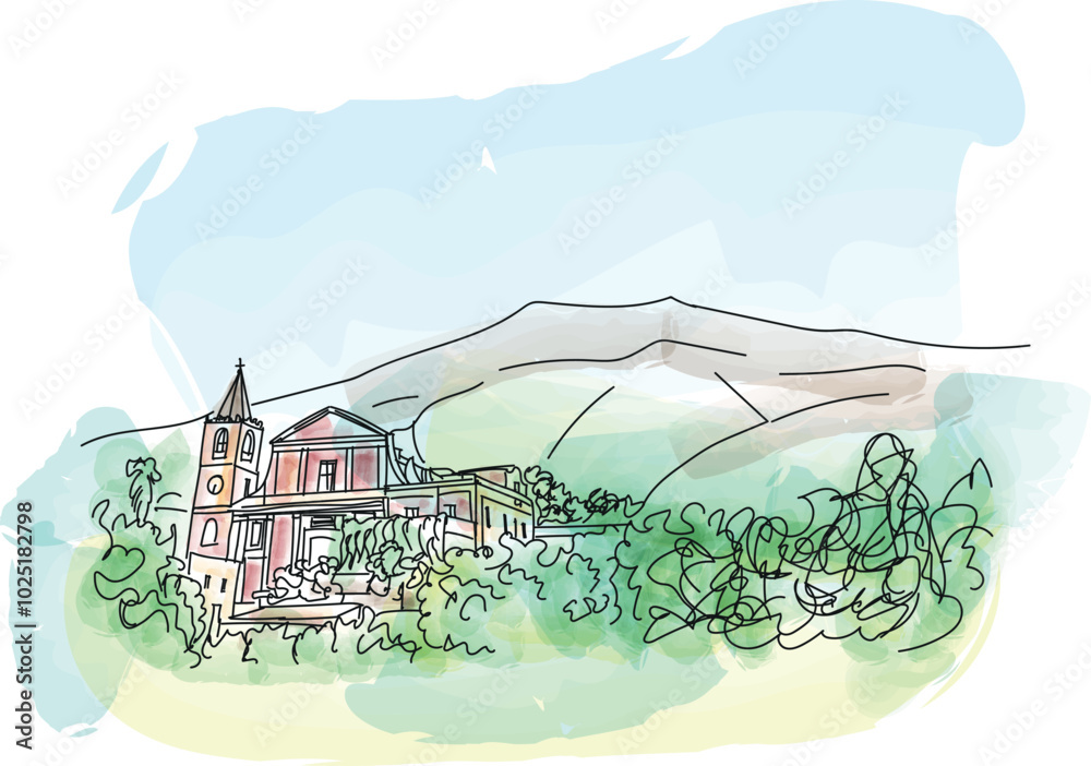 Volcano Stromboli Aeolian Islands Italy - vector illustration