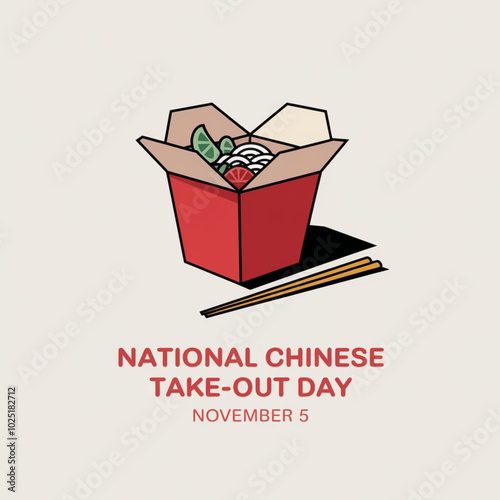 National Chinese Take-Out Day design with a classic take-out box for November 5th

