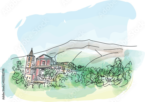 Obraz na płótnie Volcano Stromboli Aeolian Islands Italy - vector illustration w salonie