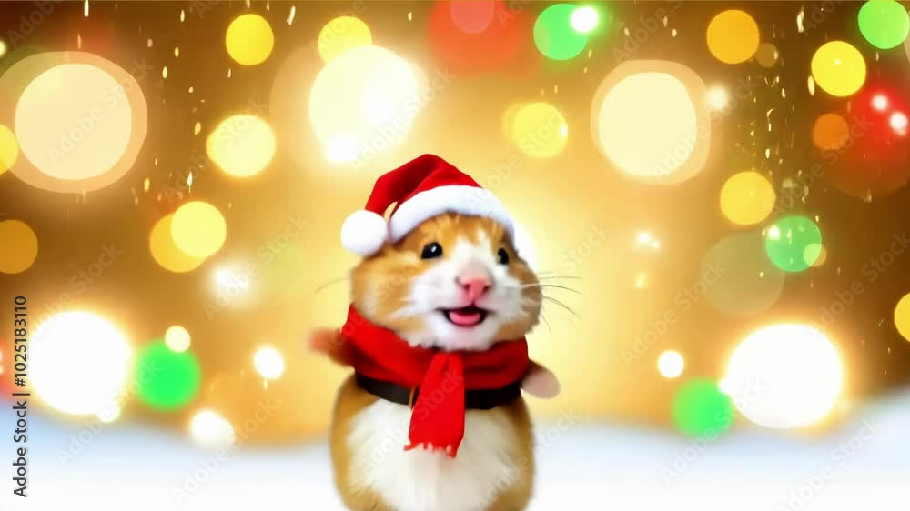 A festive orange kitten dressed in a Santa hat poses with Christmas decorations. This heartwarming scene captures the cuteness of the holidays and a joyful spirit. A festive orange kitten dressed in a Santa hat poses with Christmas decorations. This heartwarming scene captures the cuteness of the holidays and a joyful spirit.