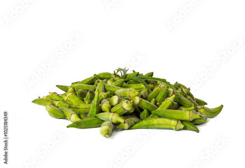 Small size Edirne region okra on a white background