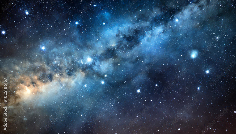 Vivid night sky filled with stars and a spiral galaxy glowing brightly over a serene landscape during twilight hours Vivid night sky filled with stars and a spiral galaxy glowing brightly over a serene landscape during twilight hours