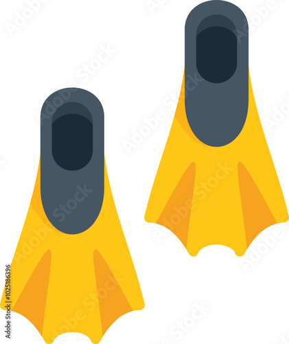 Yellow flippers for diving is waiting for summer vacation