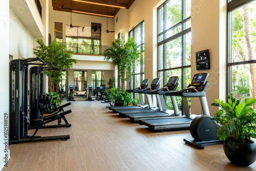 A Modern Gym Featuring High...