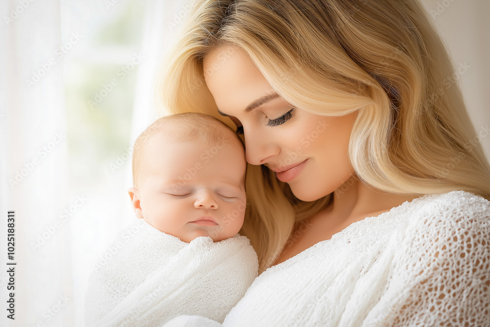 A Mother Interacting With Her Newborn, Gently Tickling Or Making Funny Faces, Highlighting Joy And Connection In A Bright, Cheerful Environment A Mother Interacting With Her Newborn, Gently Tickling Or Making Funny Faces, Highlighting Joy And Connection In A Bright, Cheerful Environment