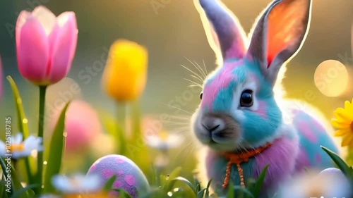 easter bunny and easter eggs
