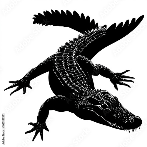 Alligator Silhouette, Illus...