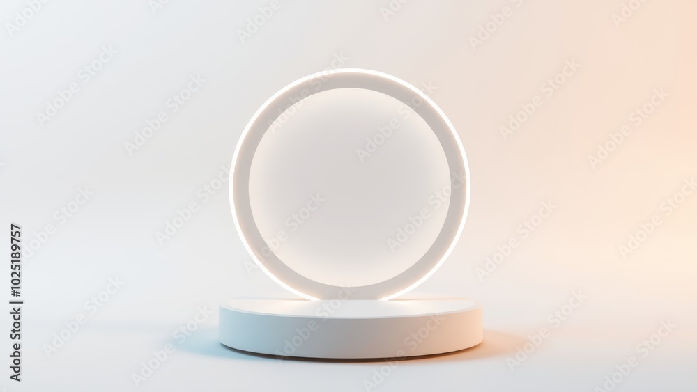 Podium for product presentation on soft light colour background.